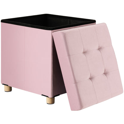 Sgabello in velluto rosa 42x38x38cm pieghevole