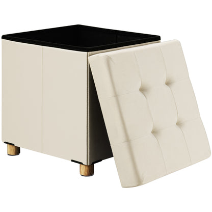 Sgabello Beige in velluto 42x38x38cm pieghevole