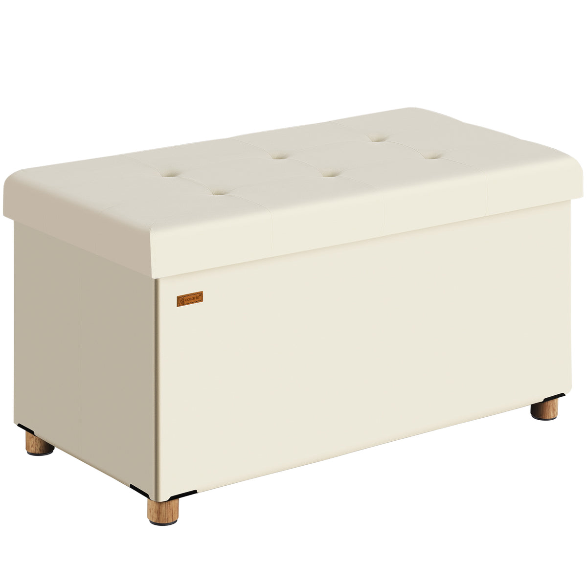 Panca in velluto beige 76x38x42cm pieghevole con spazio di archiviazione