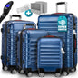 Set di valigie rigide 4 pezzi Baseline, accessori in ABS blu