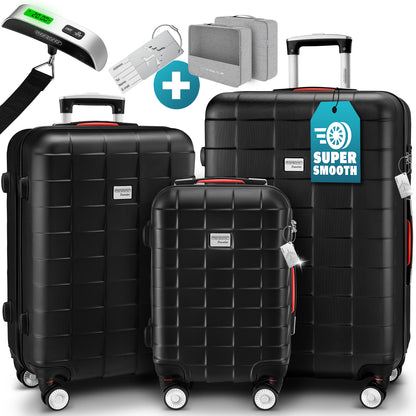 Set di valigie rigide Exopack 3 pezzi in ABS nero Accessori