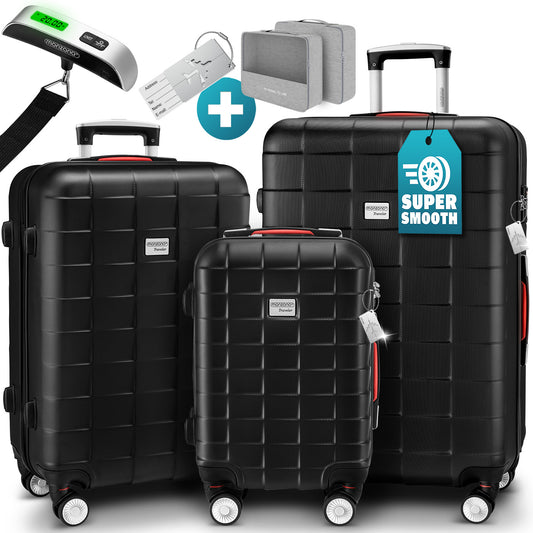Set di valigie rigide Exopack 3 pezzi in ABS nero Accessori