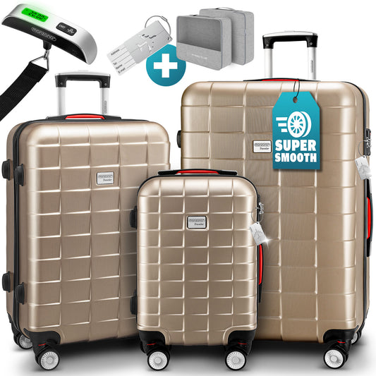 Set di valigie rigide Exopack 3 pezzi champagne Accessori in ABS