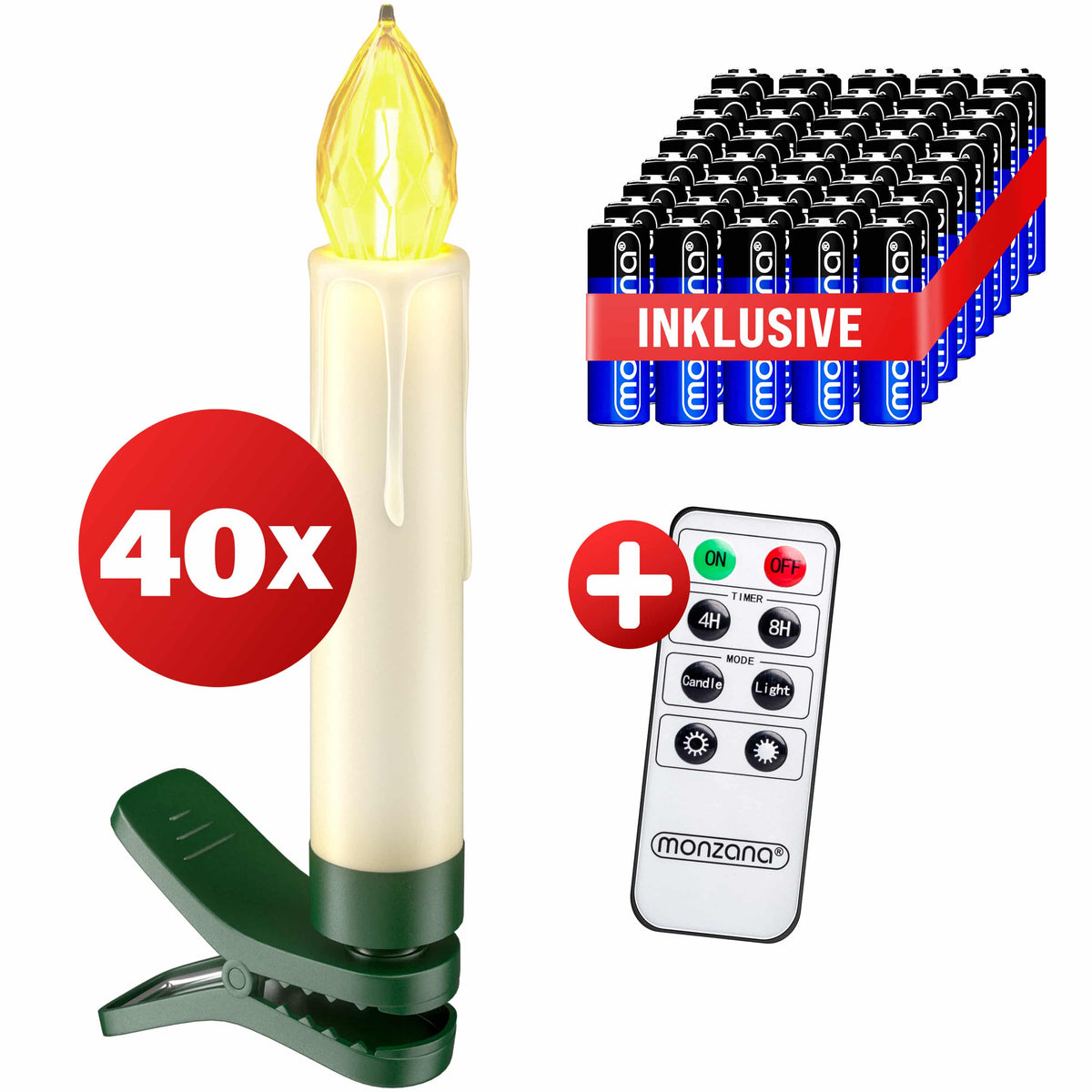 Candele LED per albero di Natale set di 40 bianco caldo incl batteria