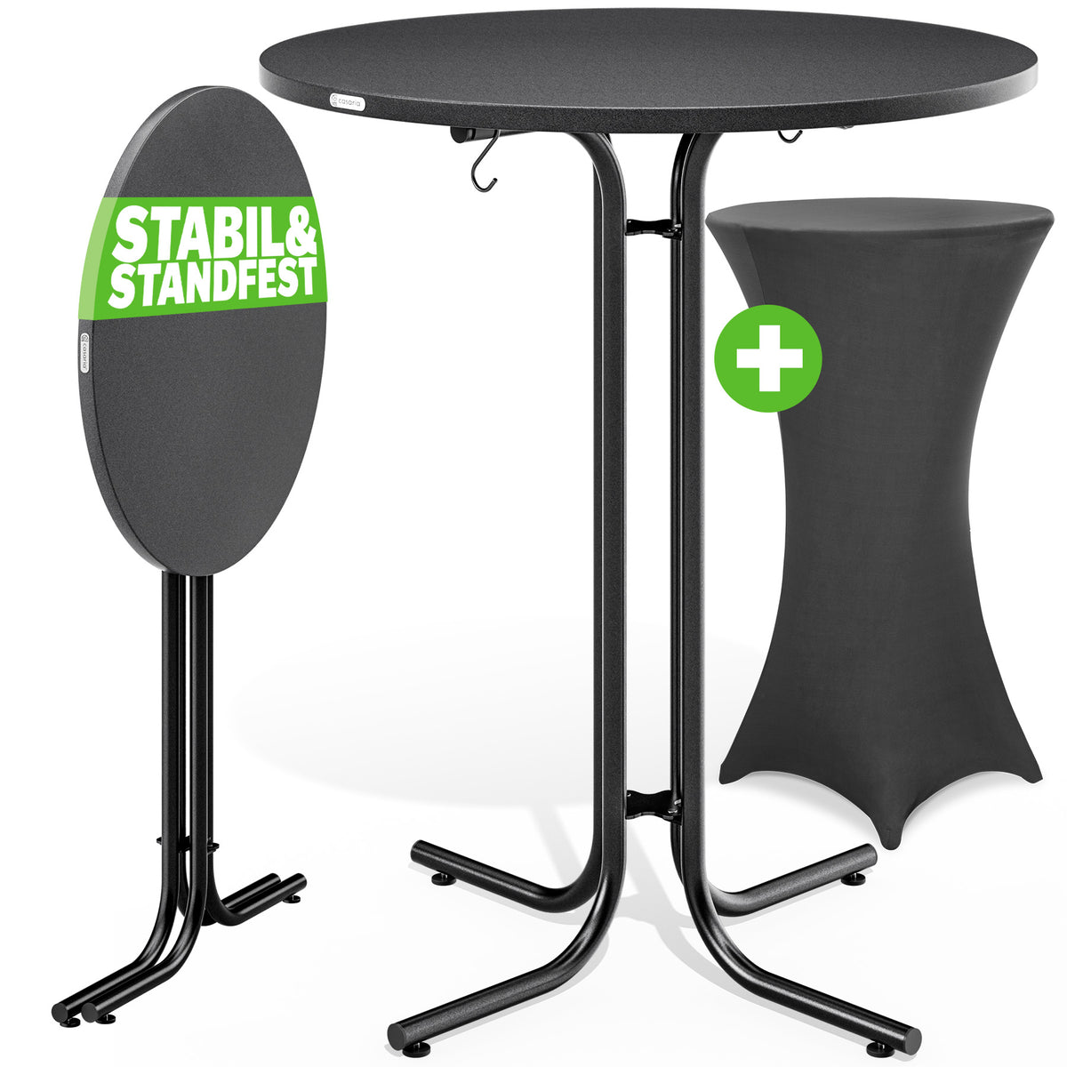 Tavolo bar grigio 110x80cm + copri tavolo bar antracite Ø80cm