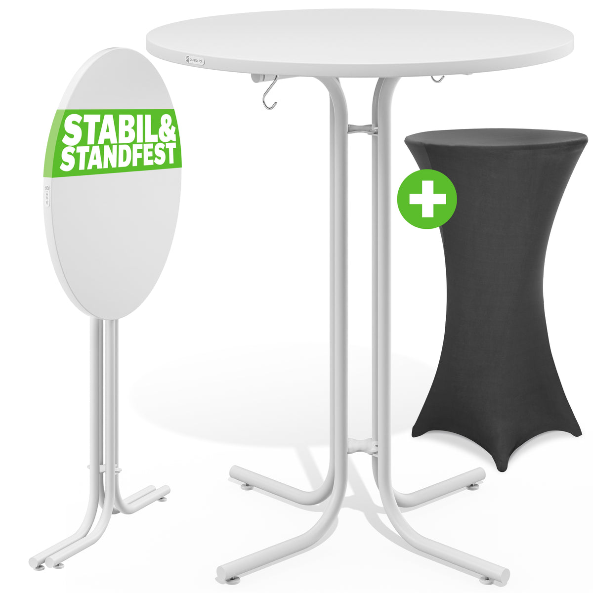 Tavolo bar bianco 110x80cm + copri tavolo bar grigio Ø80cm