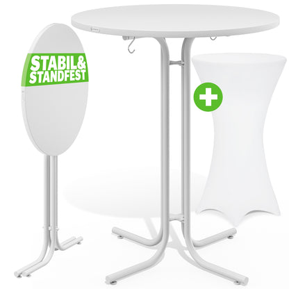 Tavolo bar bianco 110x70cm + copritavolo bar bianco Ø70cm