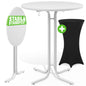 Tavolo bar bianco 110x70cm + copertura tavolo bar nero Ø70cm