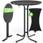 Tavolo bar grigio 110x70cm + copritavolo bar nero Ø70cm