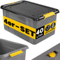 Set di 4 scatole portaoggetti grigio/antracite 58x39x25cm impilabili
