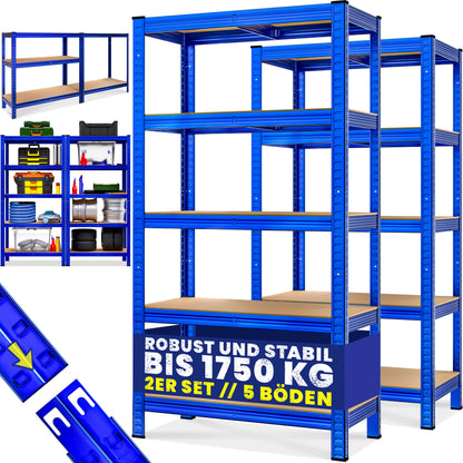 Scaffali per carichi pesanti Set di 2 Blu 180x90x40cm 875kg