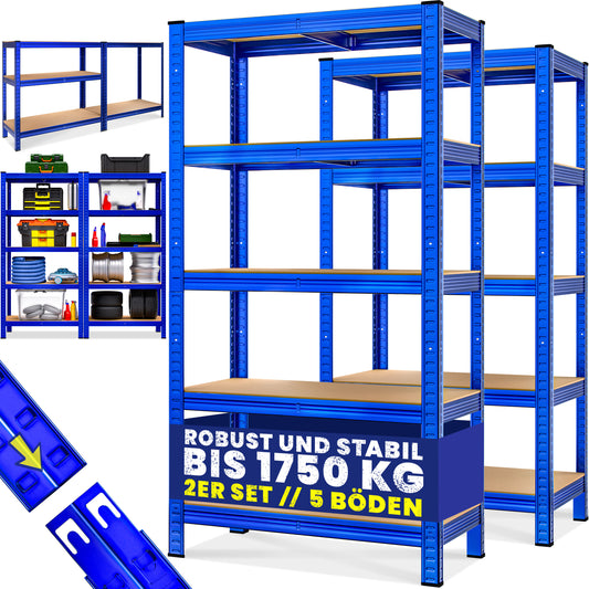Scaffali per carichi pesanti Set di 2 Blu 180x90x40cm 875kg
