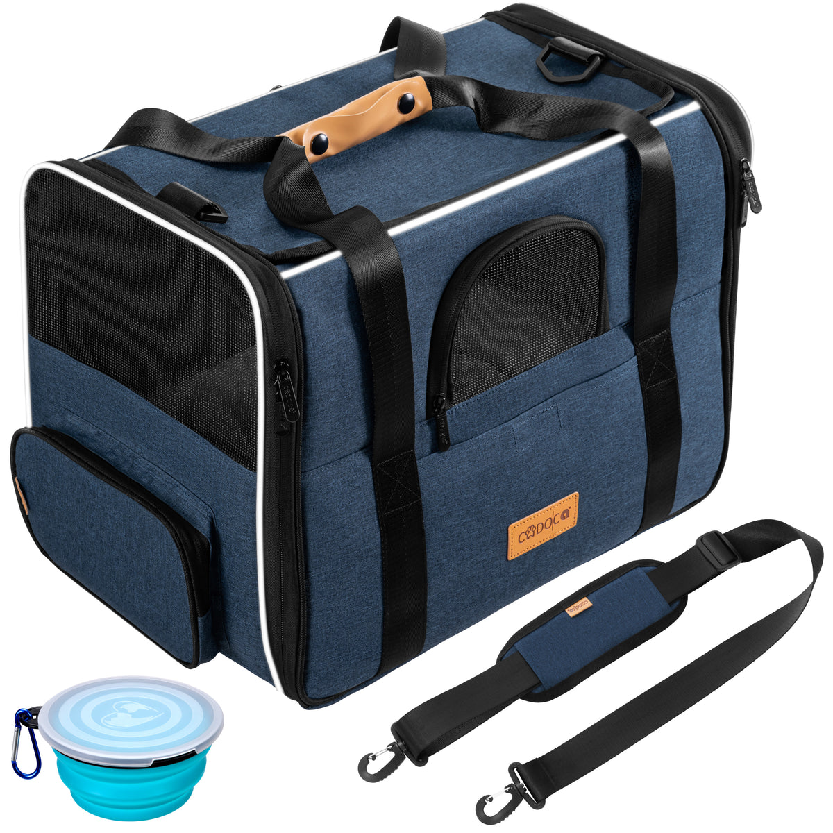 Cassetta di trasporto per gatti blu 44x34x31cm fino a 20kg