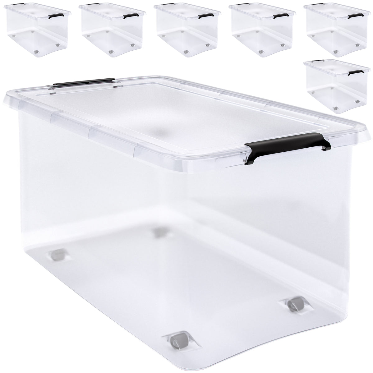 Set di 6 scatole portaoggetti trasparenti 60x40x35cm 60L