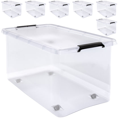 Set di 6 scatole portaoggetti trasparenti 60x40x35cm 60L
