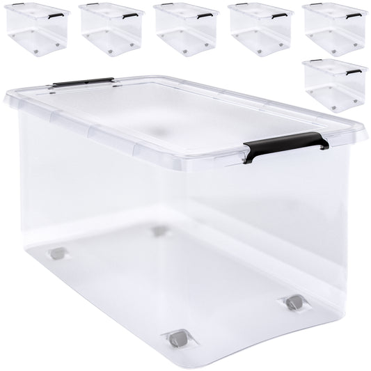 Set di 6 scatole portaoggetti trasparenti 60x40x35cm 60L