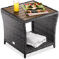 Tavolino in polyrattan grigio 45x45x40cm