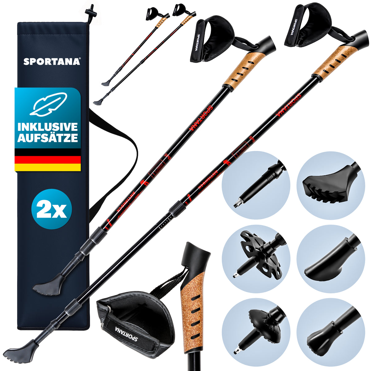 Bastoncini da nordic walking set di 2 rossi