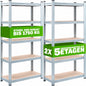 Set di 2 scaffali per carichi pesanti 180x90x60cm zincati 875kg