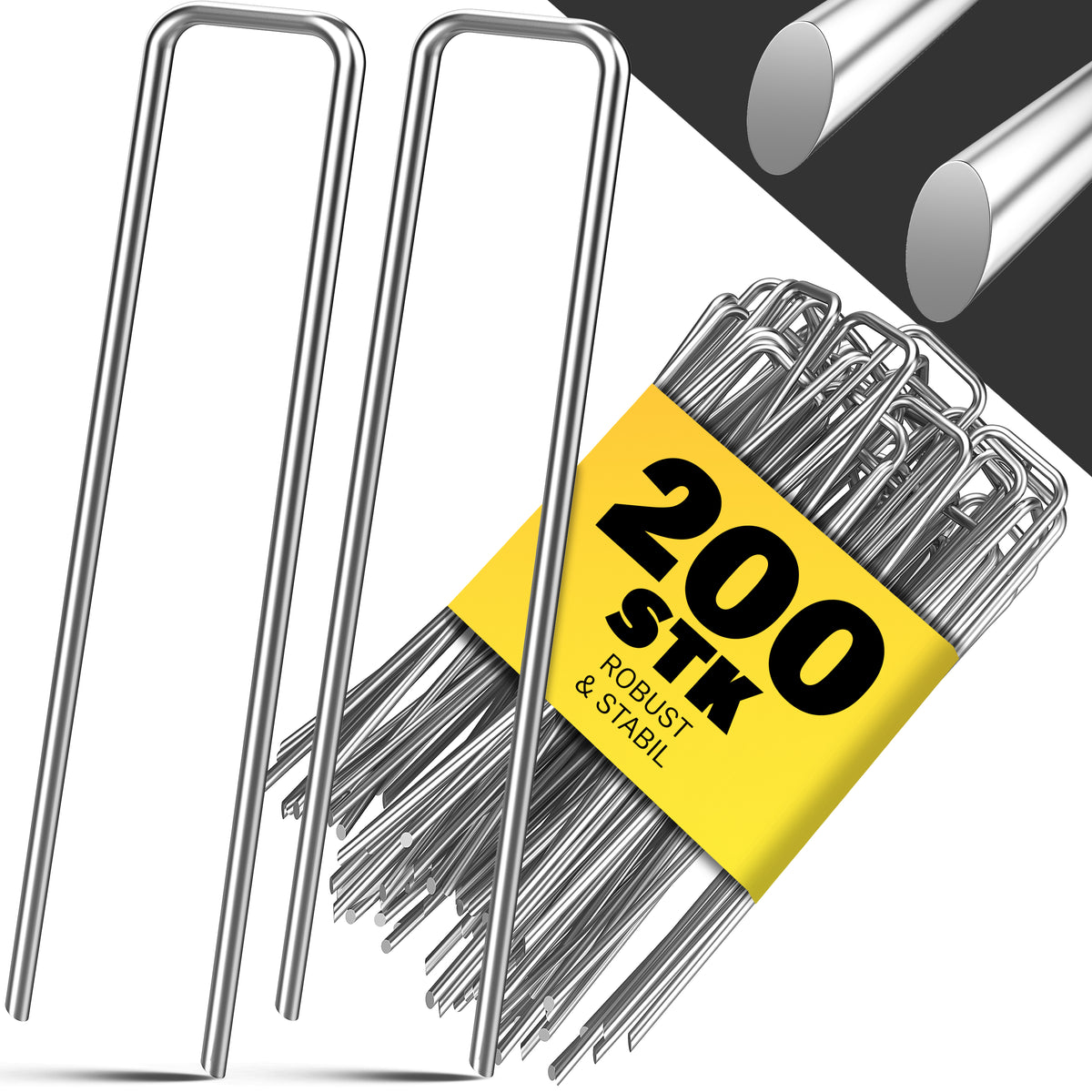 Picchetti tenda set di 200 pezzi acciaio zincato 3mm
