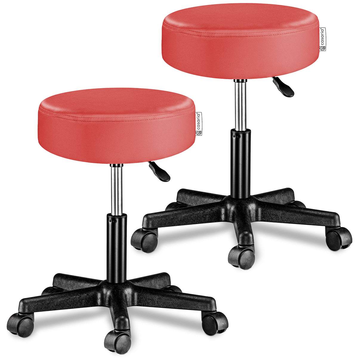 2x Sgabello girevole altezza regolabile rosso 56x56x46-61cm