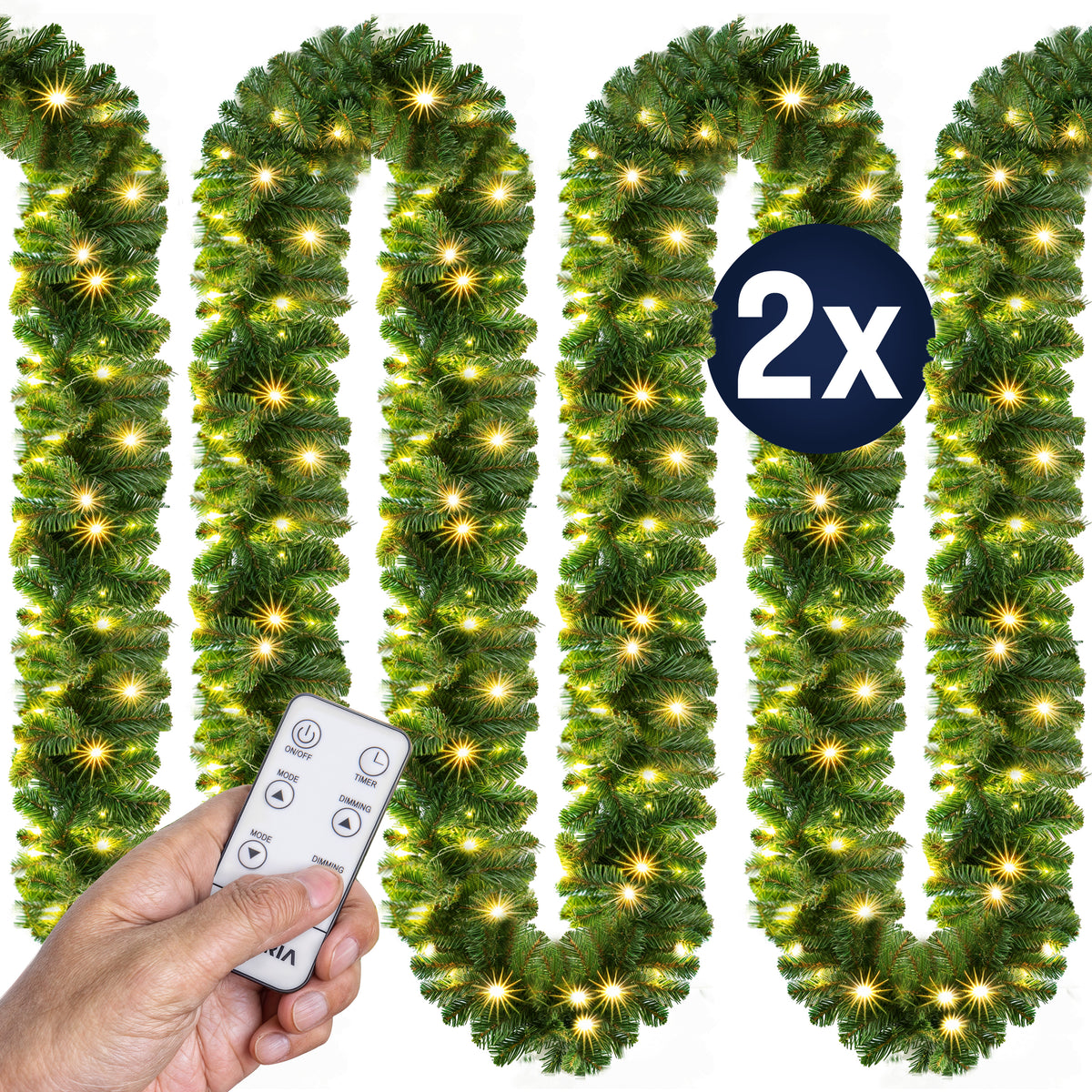 Ghirlanda natalizia 5m Set di 2 100 LED con telecomando