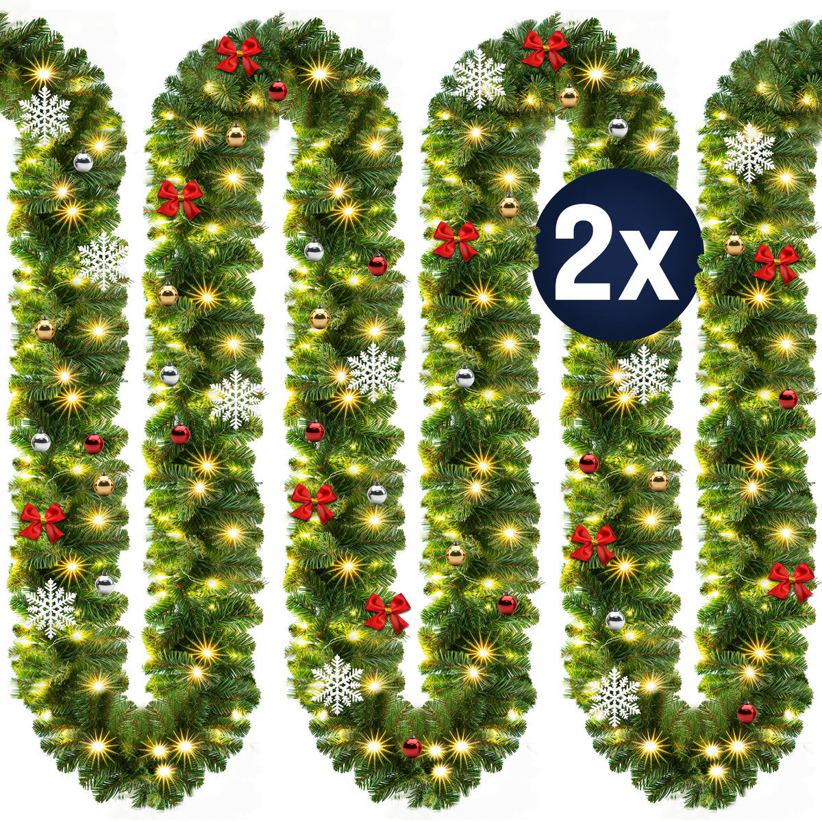 Ghirlanda di Natale set di 2 decorazione natalizia 10m