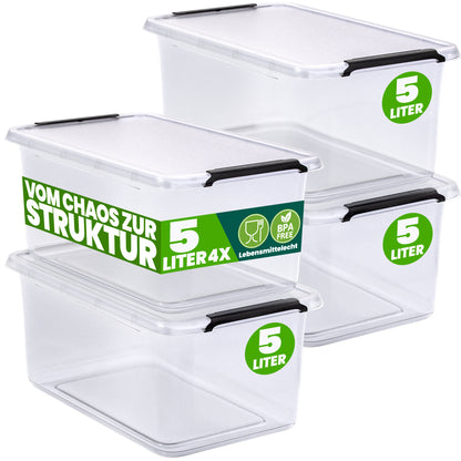 Scatola di stoccaggio set da 4 trasparente 30x20x12cm 5L
