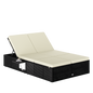 Lettino prendisole in polyrattan nero/crema 200x115x33cm