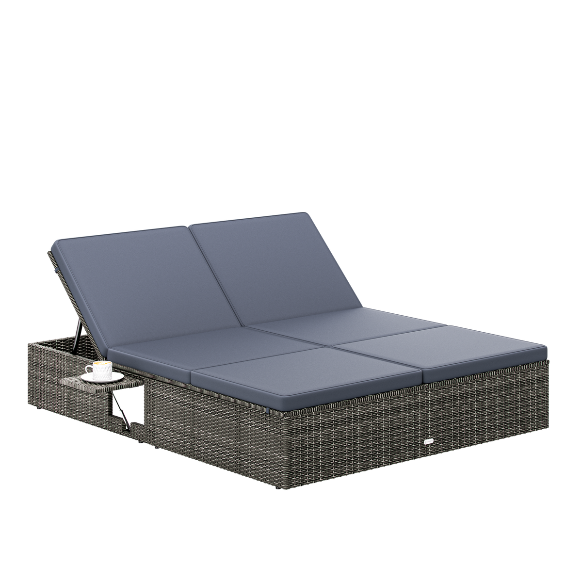 Lettino prendisole in polyrattan grigio/antracite 200x160x33 cm