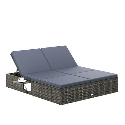 Lettino prendisole in polyrattan grigio/antracite 200x160x33 cm
