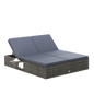 Lettino prendisole in polyrattan grigio/antracite 200x160x33 cm
