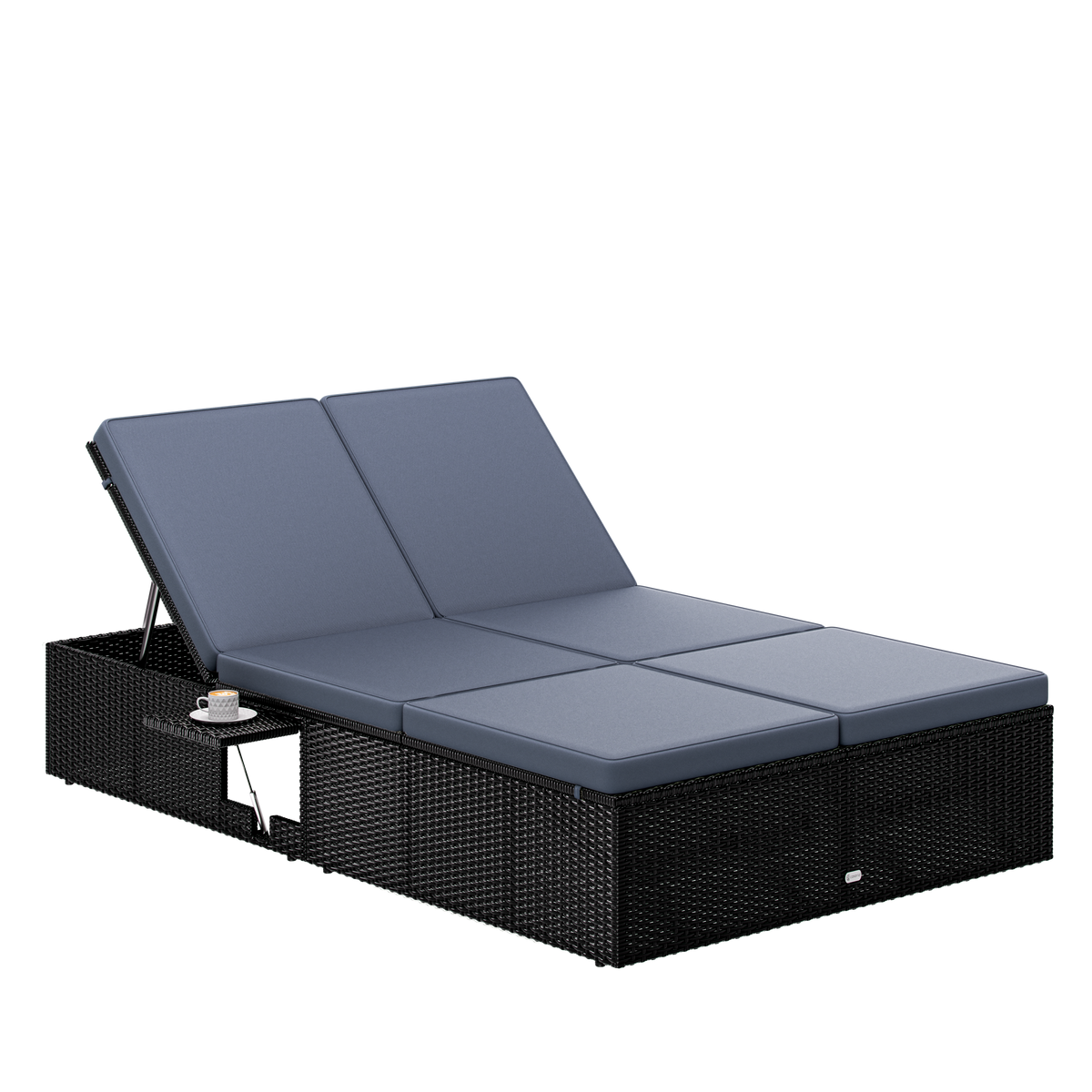 Lettino in polyrattan nero/antracite 200x115x33 cm