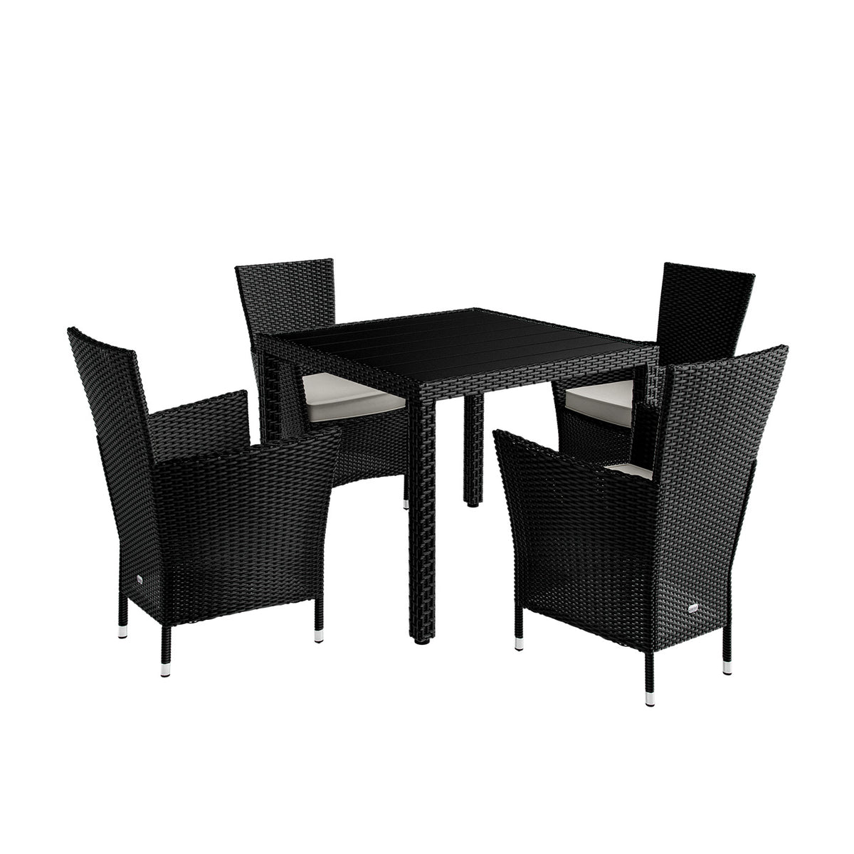 Gruppo di sedute da giardino in polyrattan Riga 5 pezzi nero