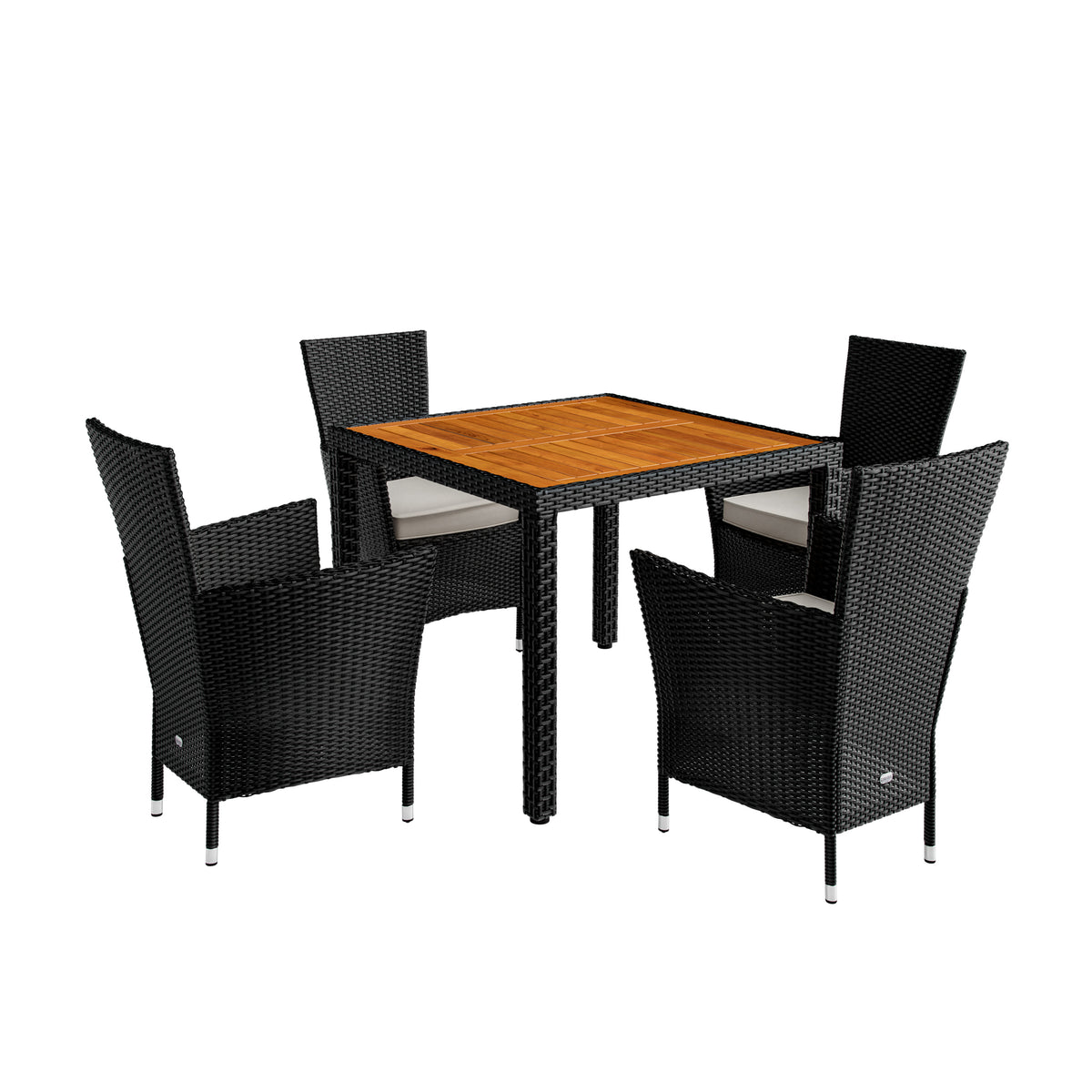 Gruppo di sedute da giardino in polyrattan Corfu 5 pezzi nero