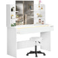 Tavolino da toilette Lucia Bianco 140x110x40cm con sgabello rotante