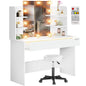 Tavolino Lucia Bianco 140x110x40cm con LED + sgabello rotante