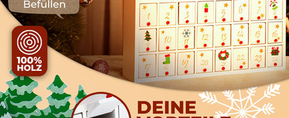 Calendario dell'avvento da riempire paesaggio innevato