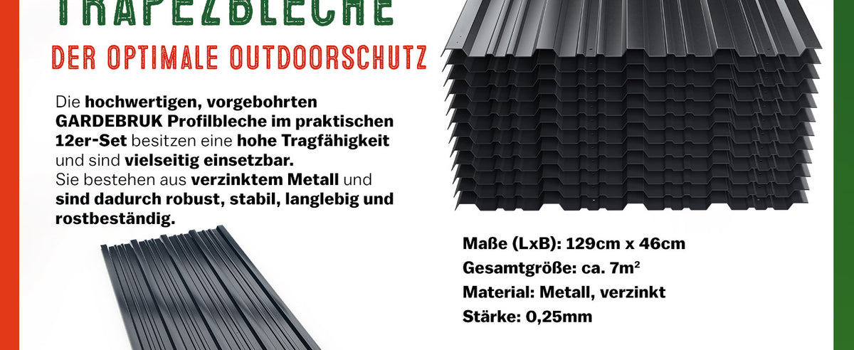Set 12x Lastra profilata grigia 129x46cm