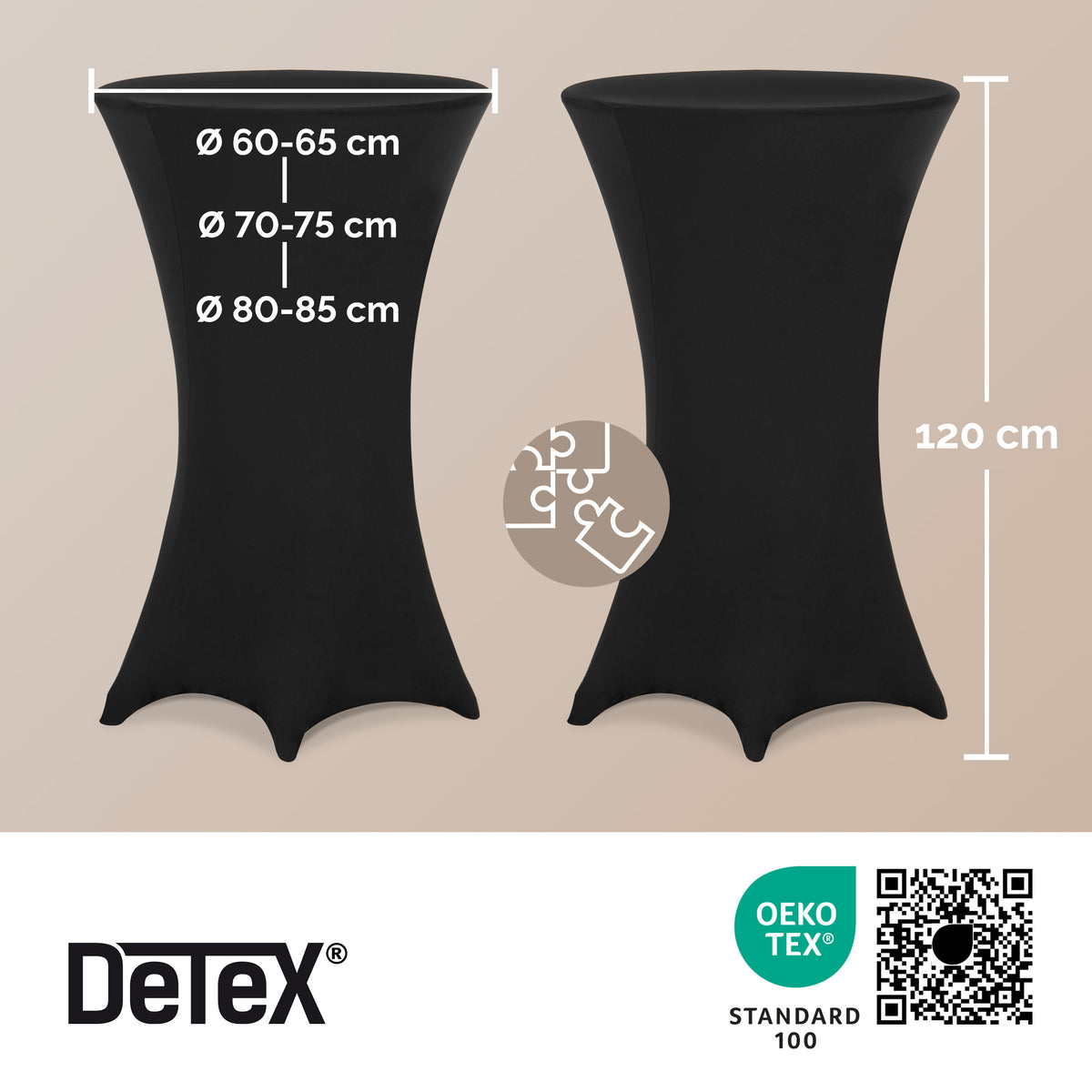 Copritavolo per tavolino alto nero Ø60cm