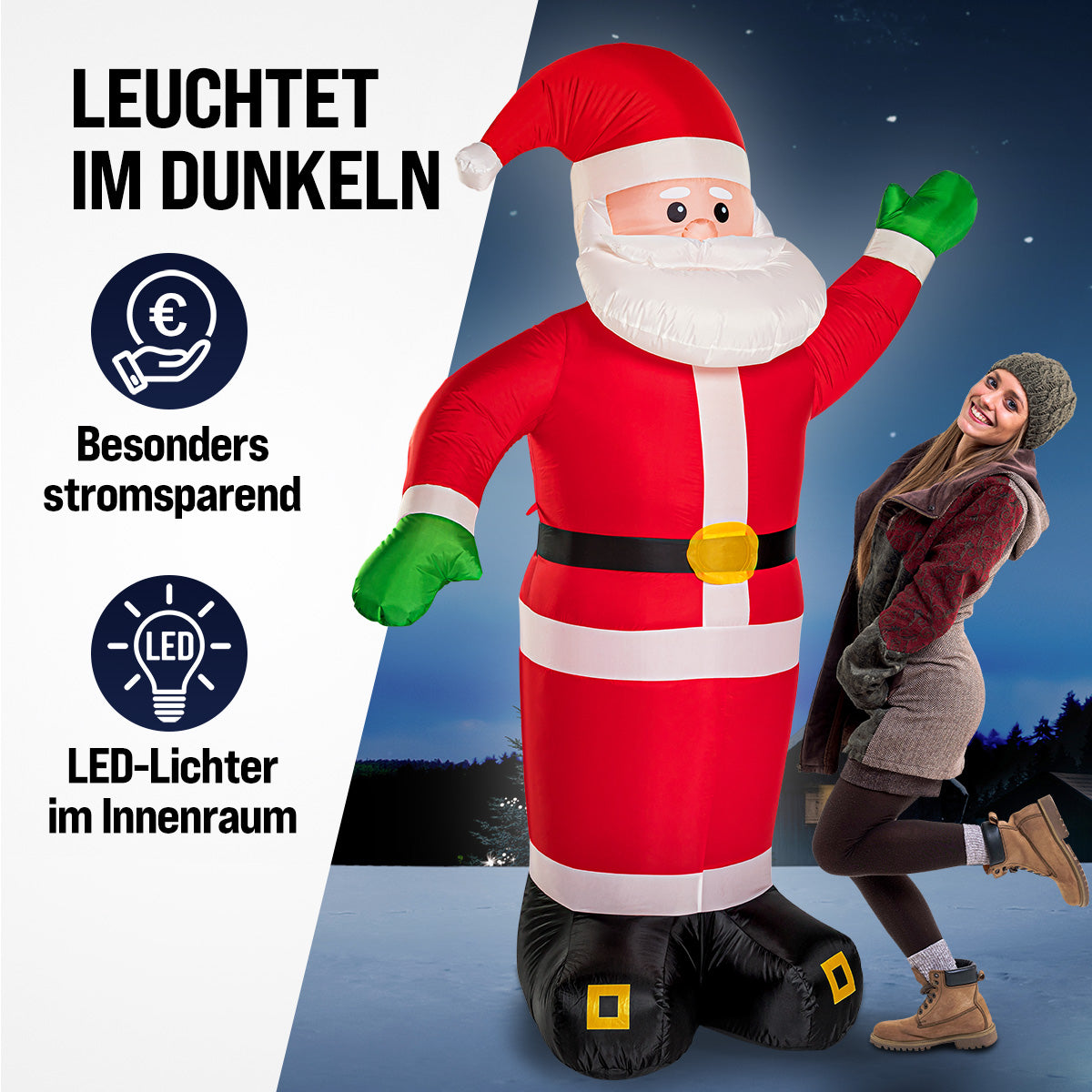 Gonfiabile Babbo Natale XXL 250cm illuminazione LED