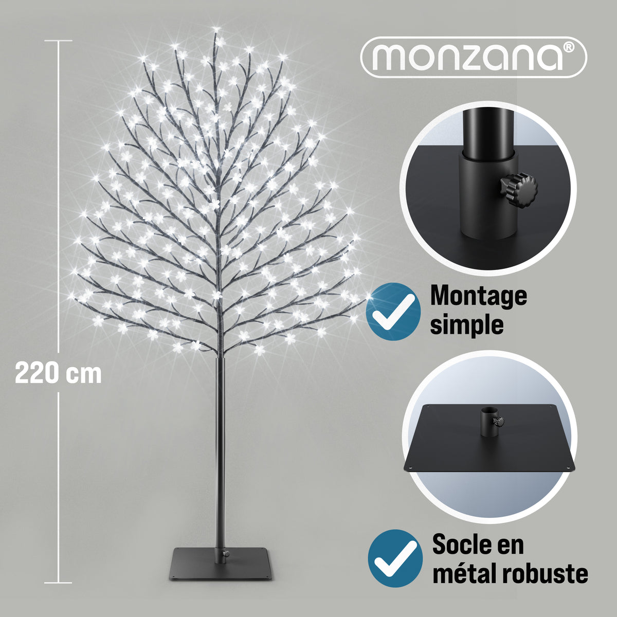 Albero di ciliegio in fiore a LED Set di 2 blu 220 LED 220cm