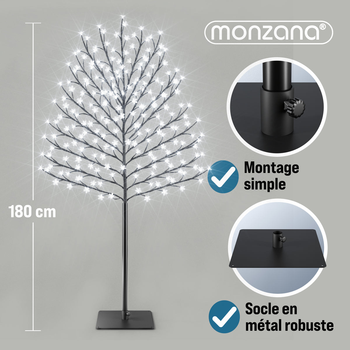 Albero di ciliegio in fiore a 200 LED Set di 2 blu 180cm