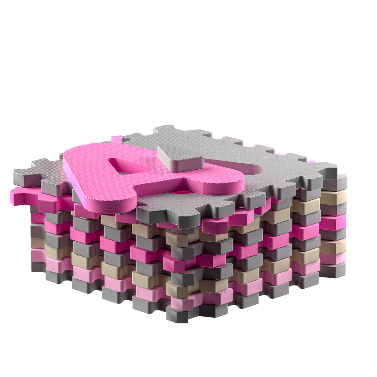 Tappeto puzzle XXL per bambini gommapiuma 3,3m² rosa 86 pezzi