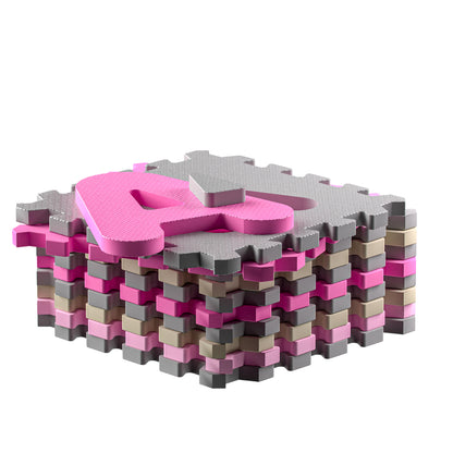 Tappeto puzzle XXL per bambini gommapiuma 3,3m² rosa 86 pezzi