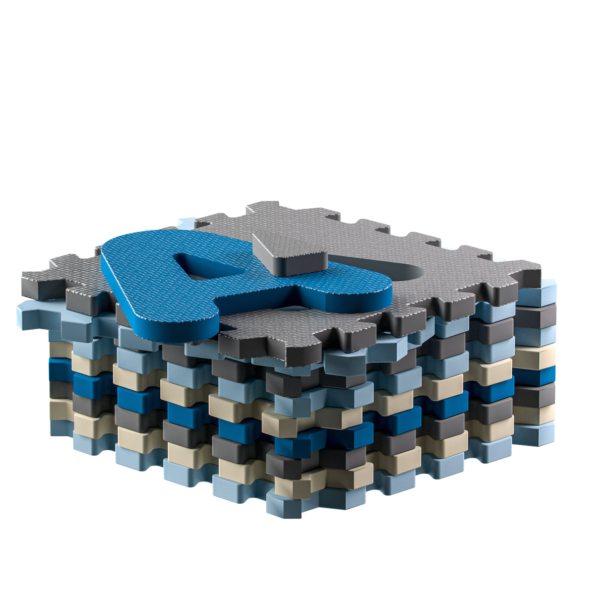 Tappeto puzzle XXL per bambini gommapiuma 3,3m² blu 86 pezzi