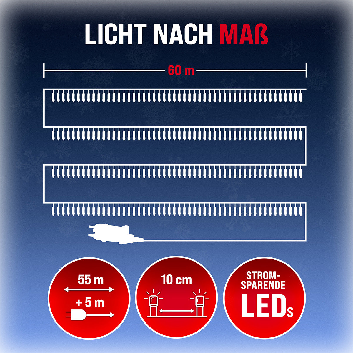 Catena di luci Natale 600 LED bianco caldo 60m