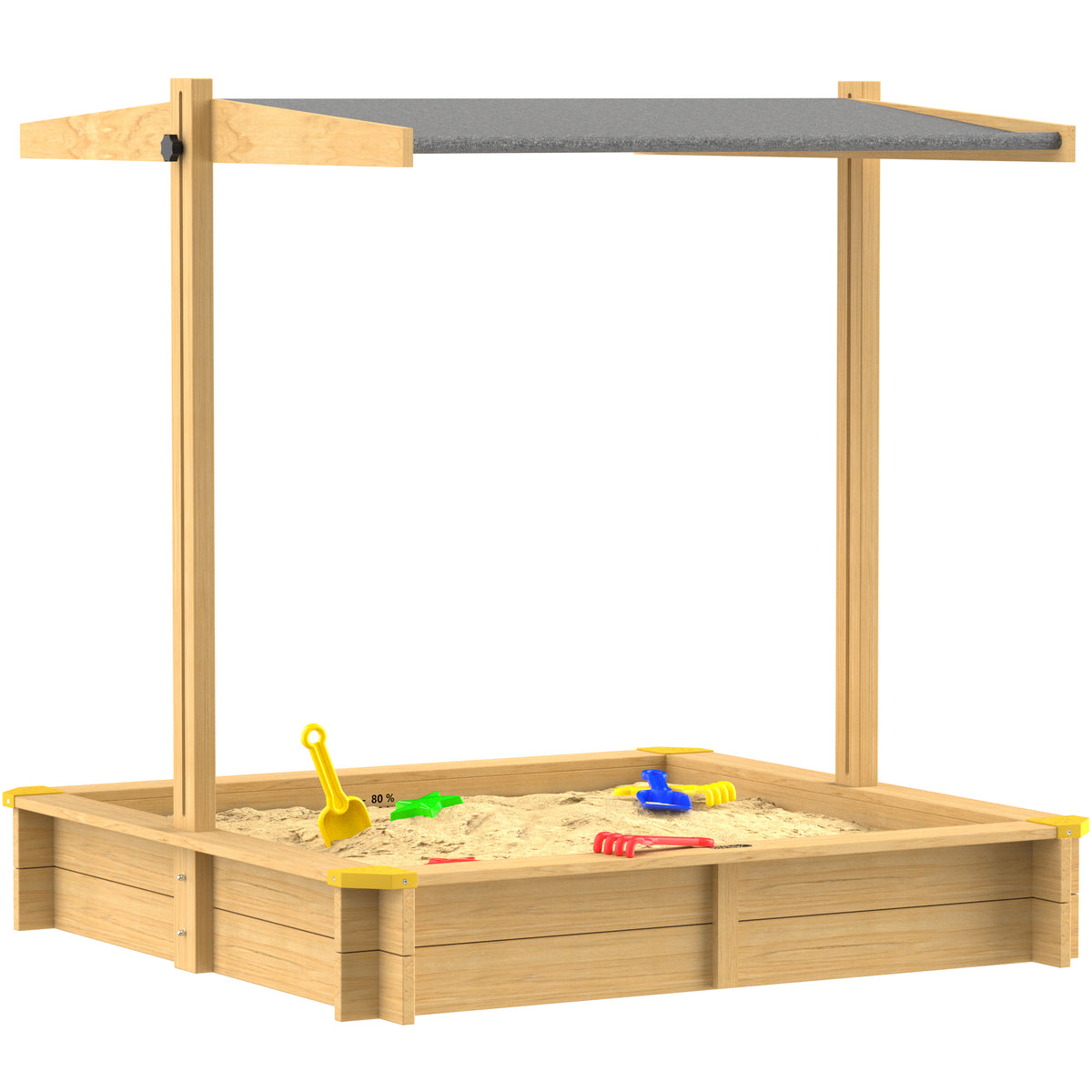 Sabbiera per bambini Samu 120x120cm con tetto regolabile