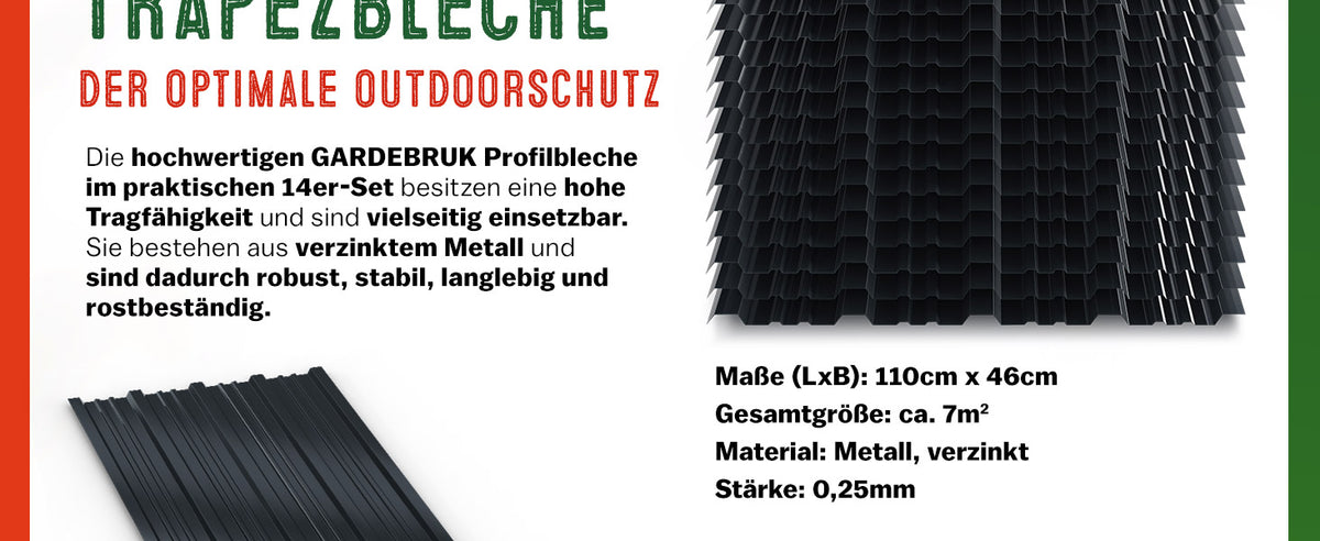 Lastra profilata trapezoidale set da 12 antracite 110x46cm