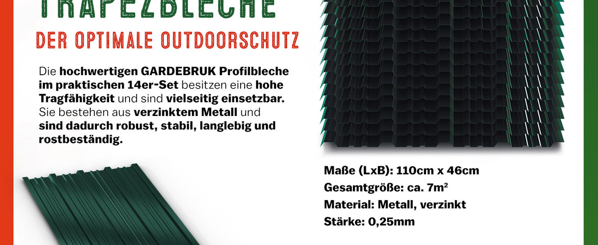 Lastra profilata trapezoidale set da 14 verde 110x46cm